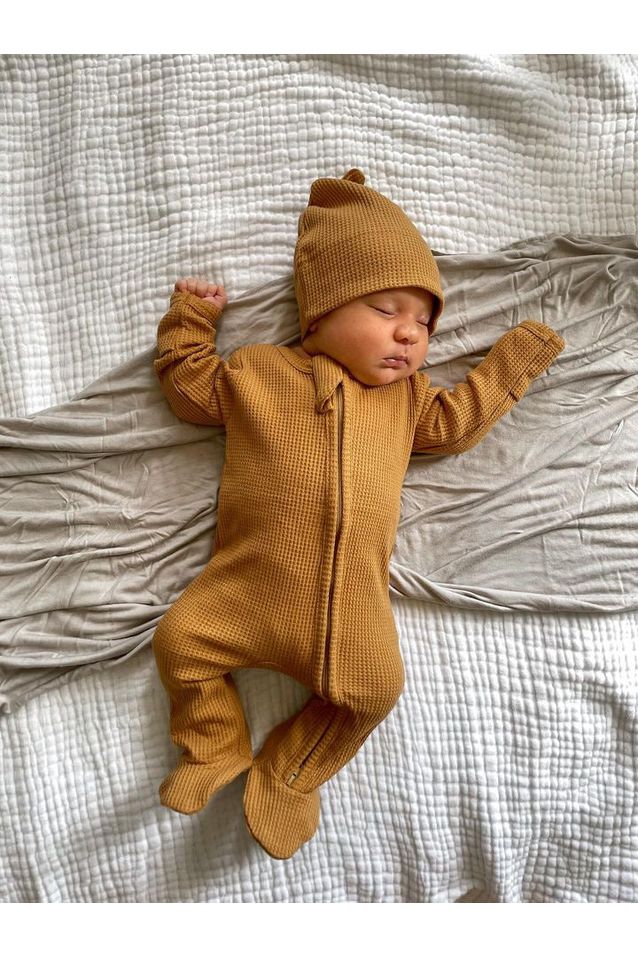 Organic Waffle Knit Footie