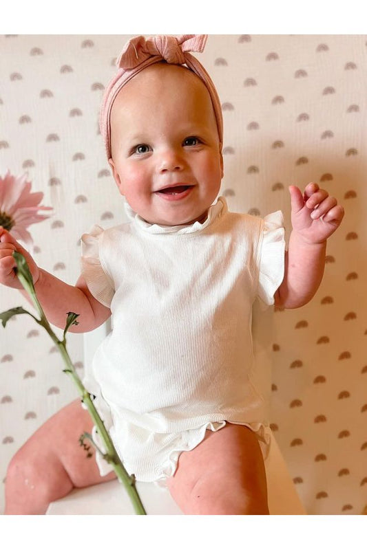 Ribbed Ruffle Romper and Shorts