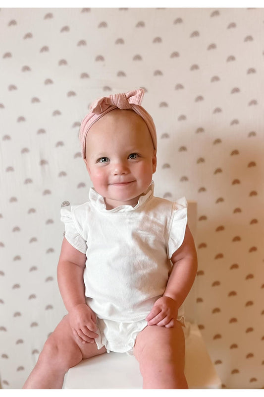 Ribbed Ruffle Romper and Shorts