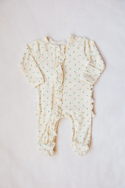 Pretty Petals Ruffled Footie