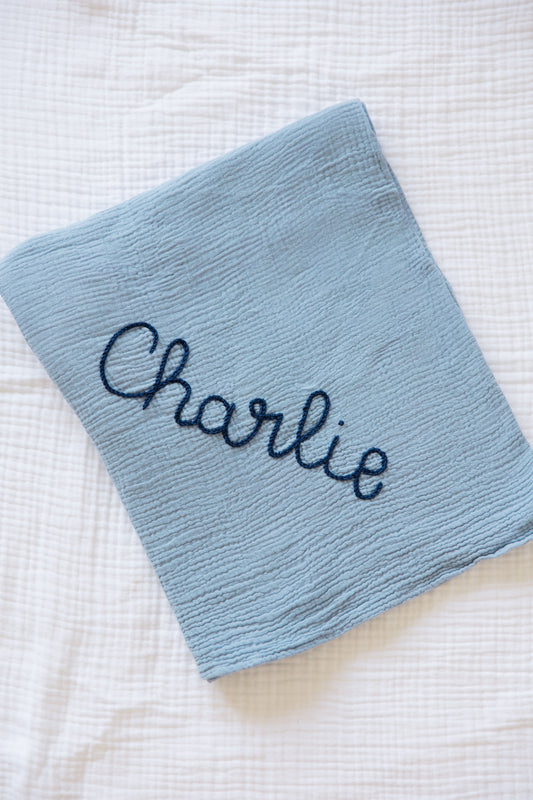 Hand Stitched Muslin Swaddle Blanket
