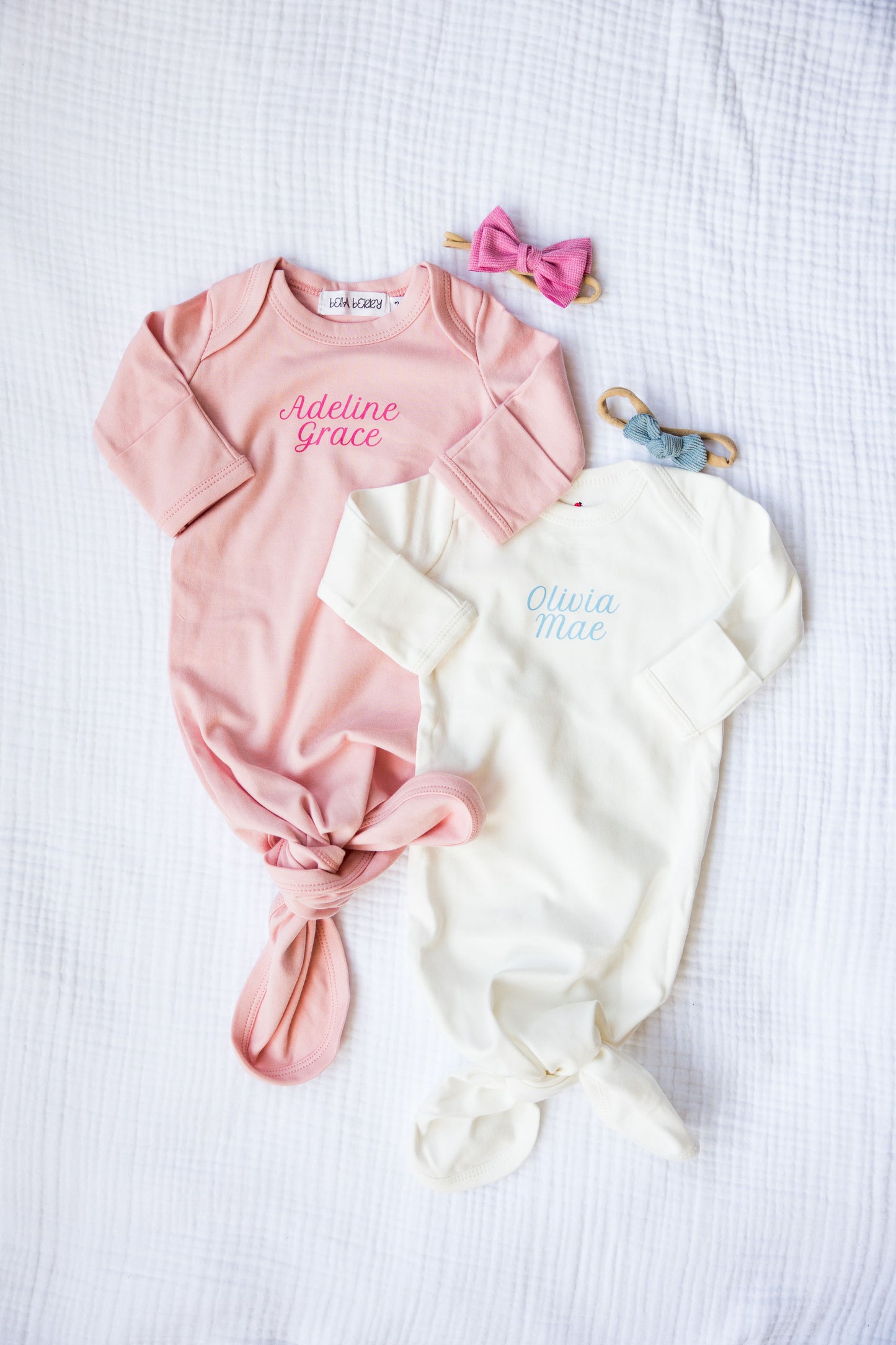 Personalized Organic Cotton Knotted Gown with Hat