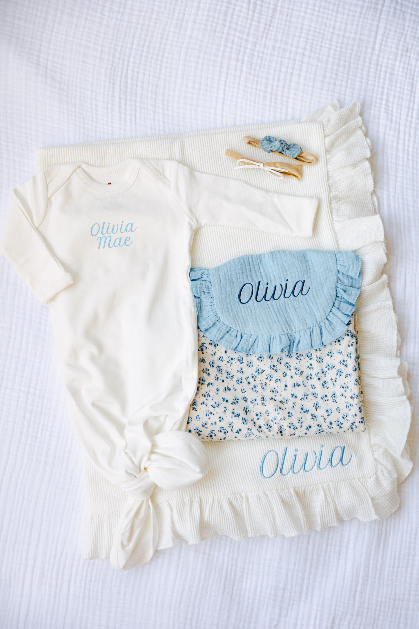 Personalized Organic Cotton Knotted Gown with Hat