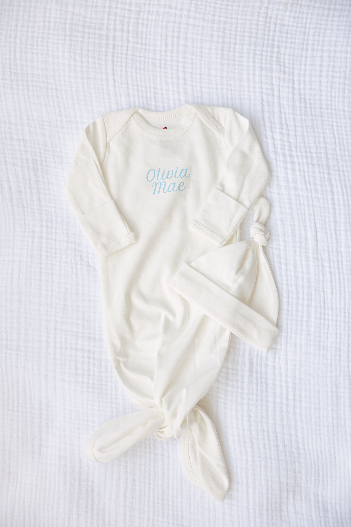 Personalized Organic Cotton Knotted Gown with Hat