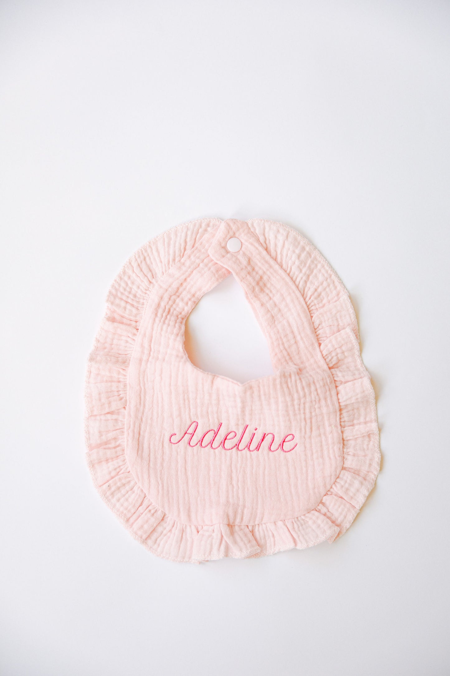 Embroidered Muslin Ruffle Bib