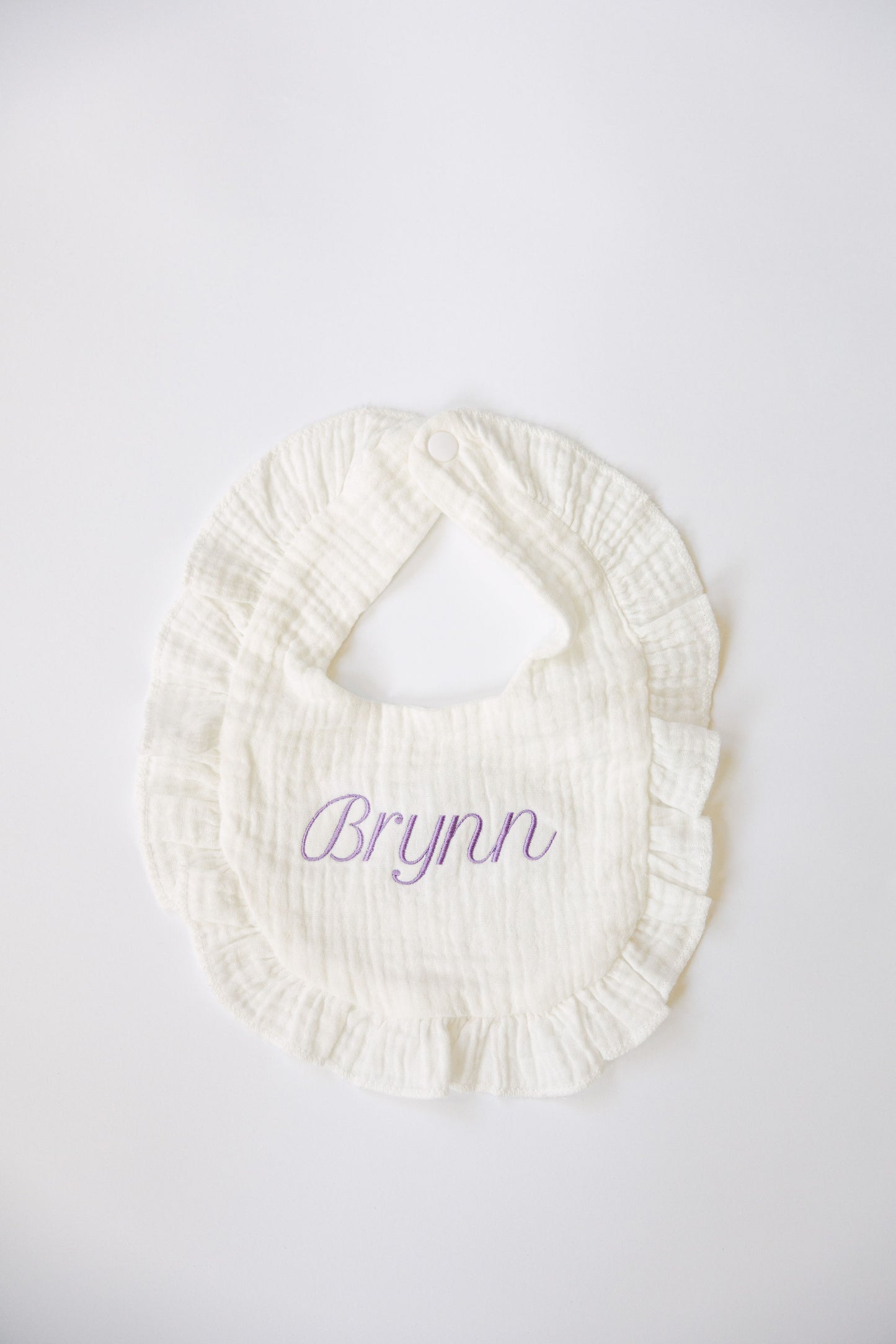 Embroidered Muslin Ruffle Bib