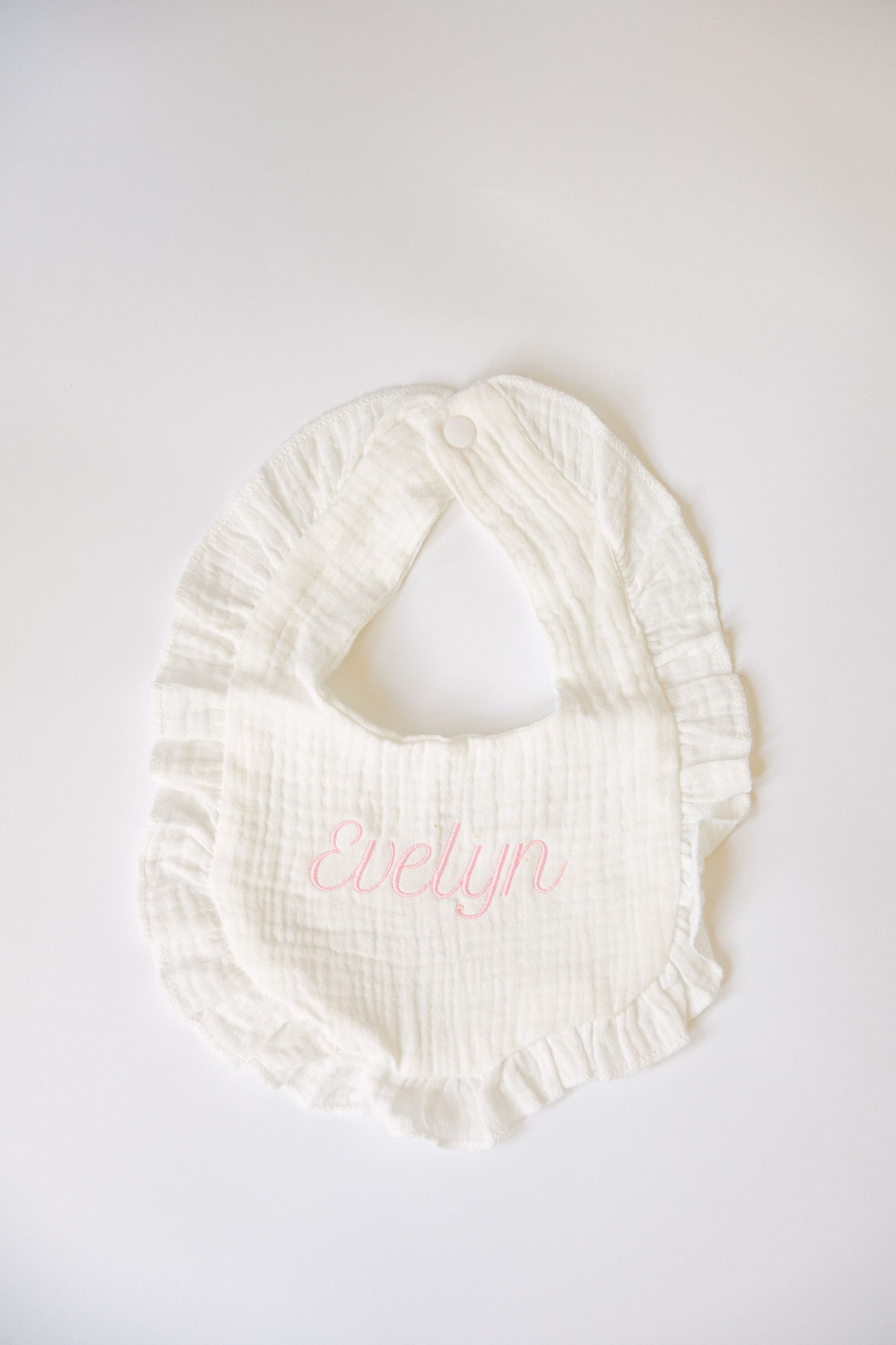 Embroidered Muslin Ruffle Bib