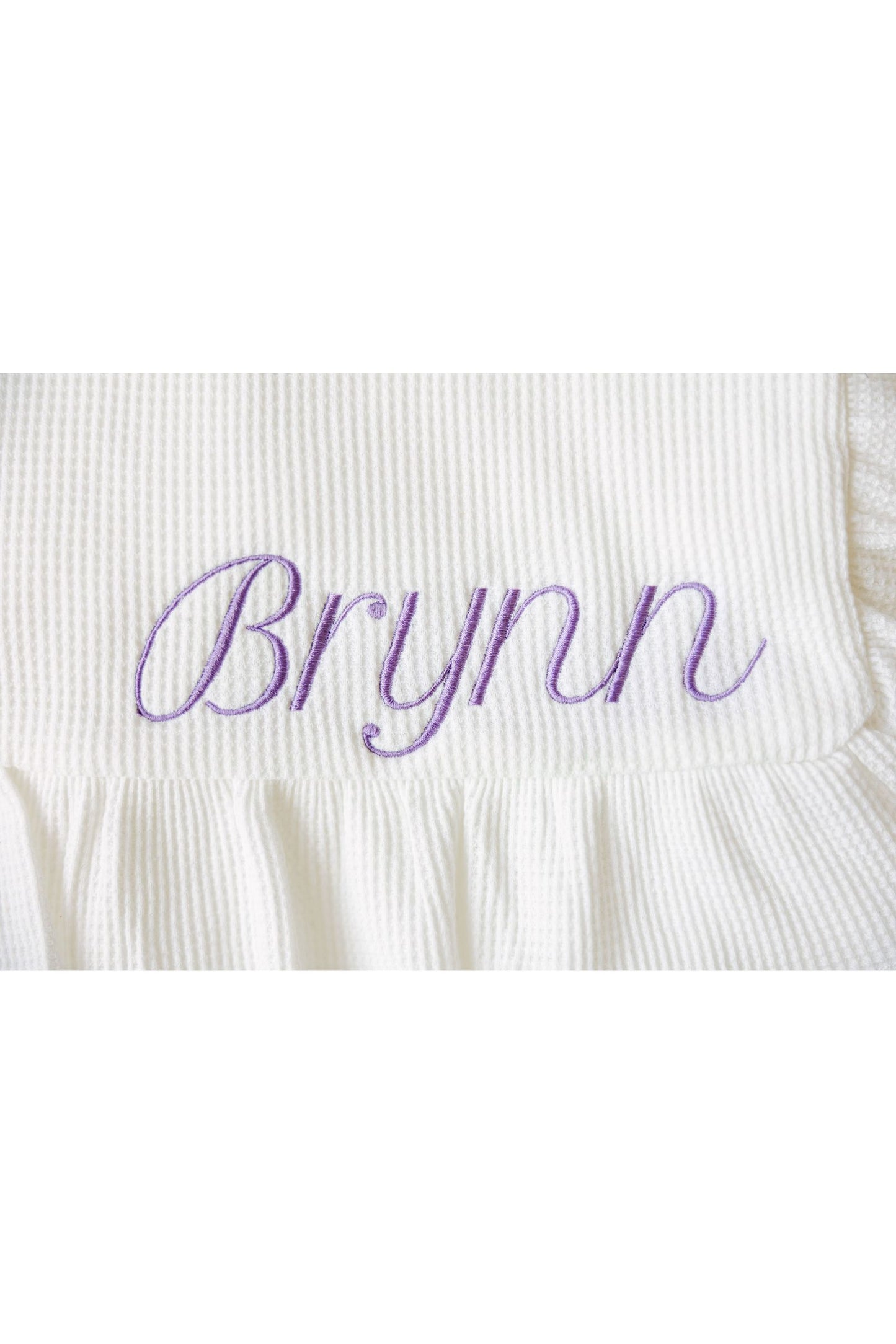 Embroidered Knitted Ruffled Blanket