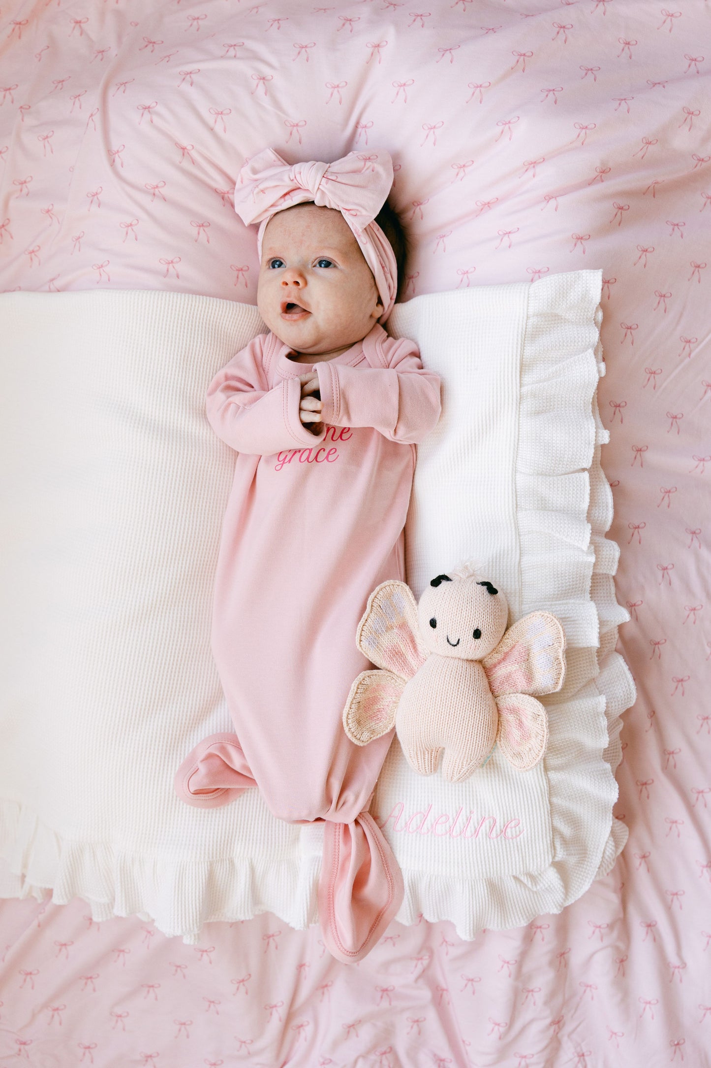 Blush & Bows Swaddle | Blanket