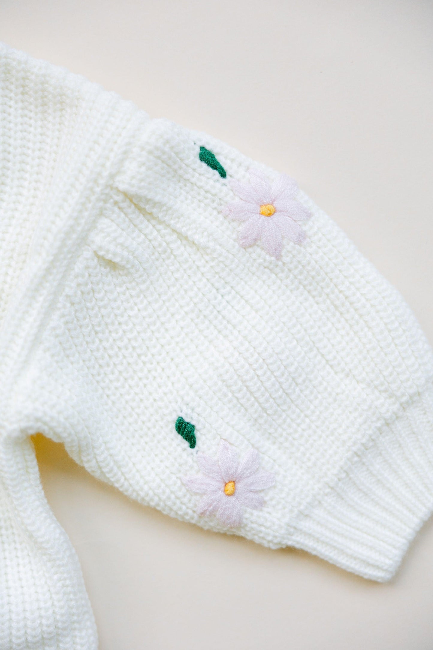 Girls' Floral Embriodered Sweater with Puff Sleeve - BellaBerryDesigns