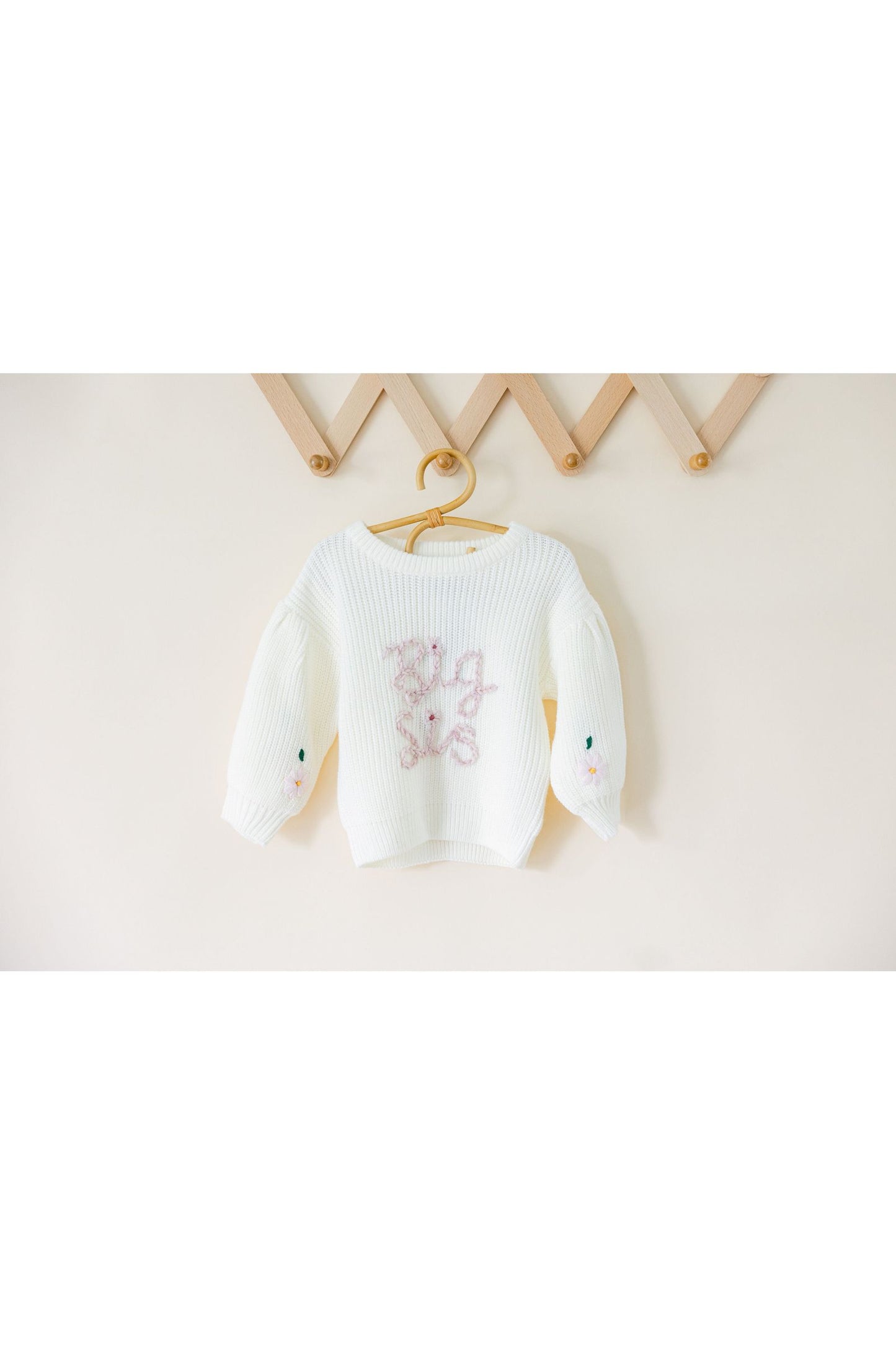Hand Stitched Floral Sweater with Puff Sleeve