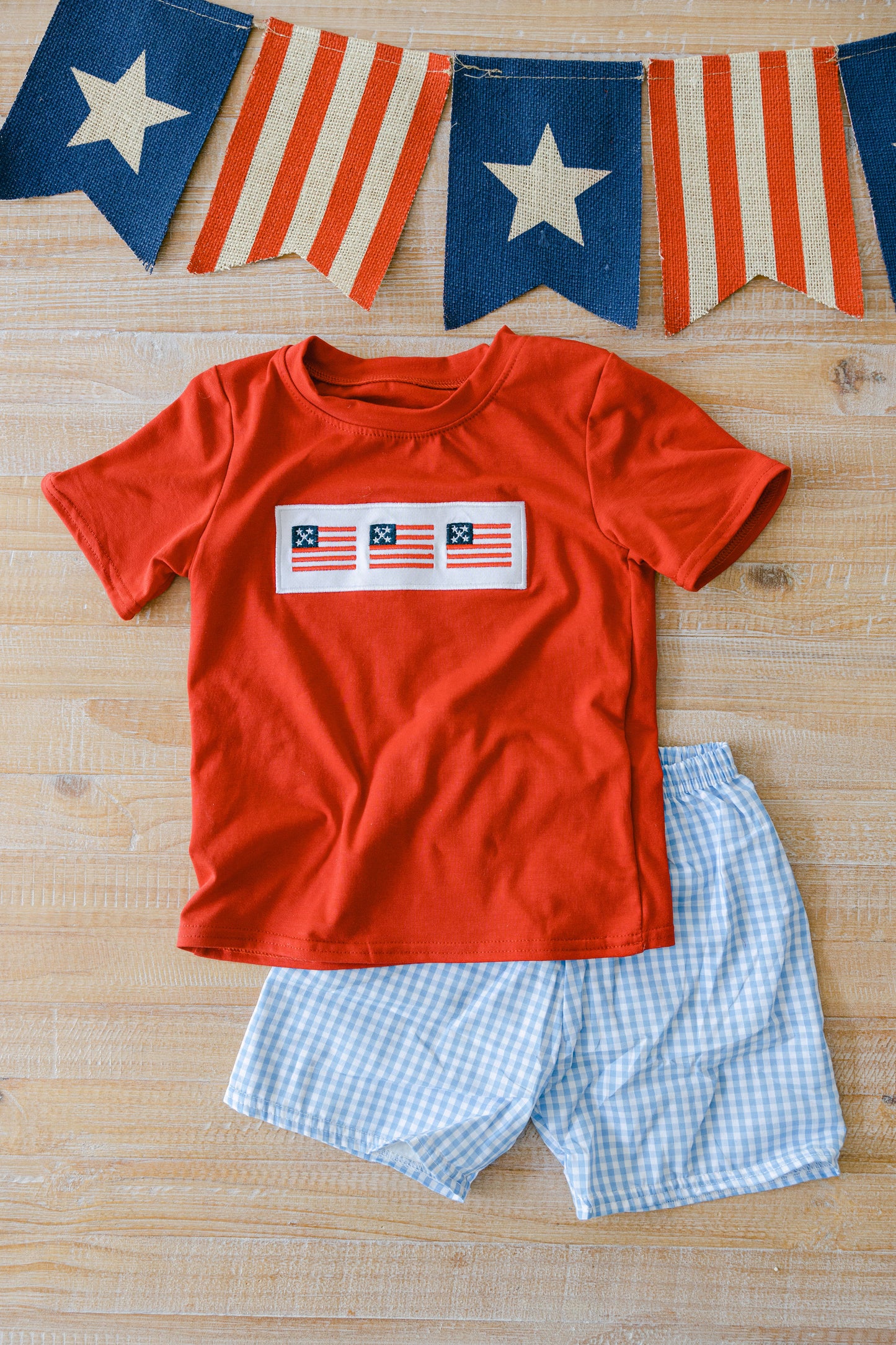 American Flag Boys' Gingham Outfit