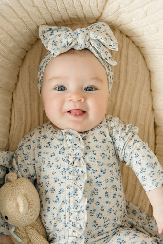 Blooming Blues Ruffled Footie