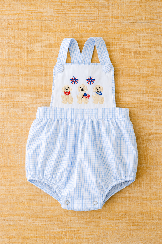 Embroidered Patriotic Puppy Romper
