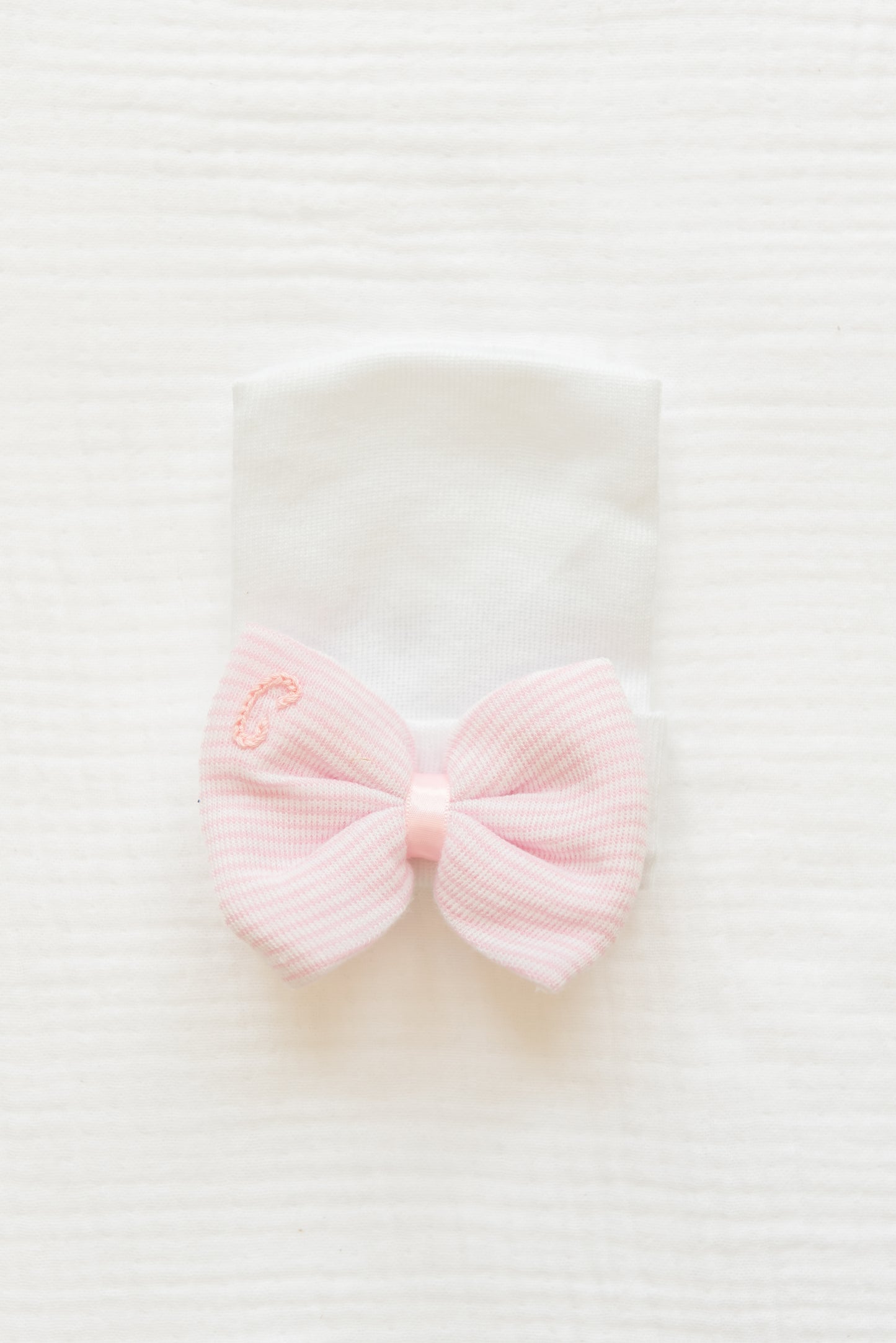 Hand Stitched Newborn Bow Hat
