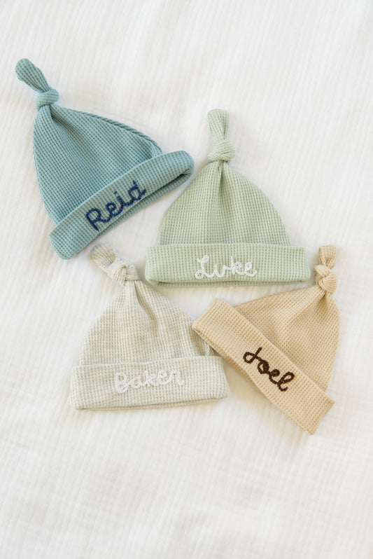 Hand Stitched Waffle Knit Hat