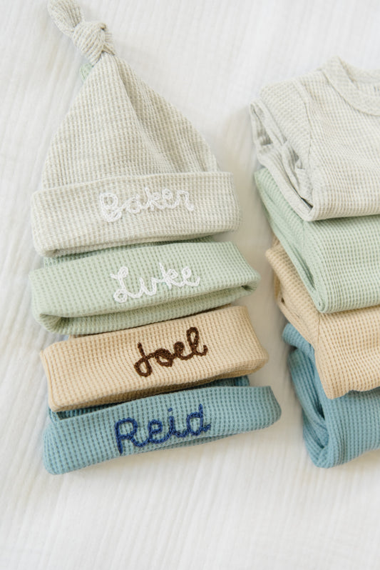 Hand Stitched Waffle Knit Hat