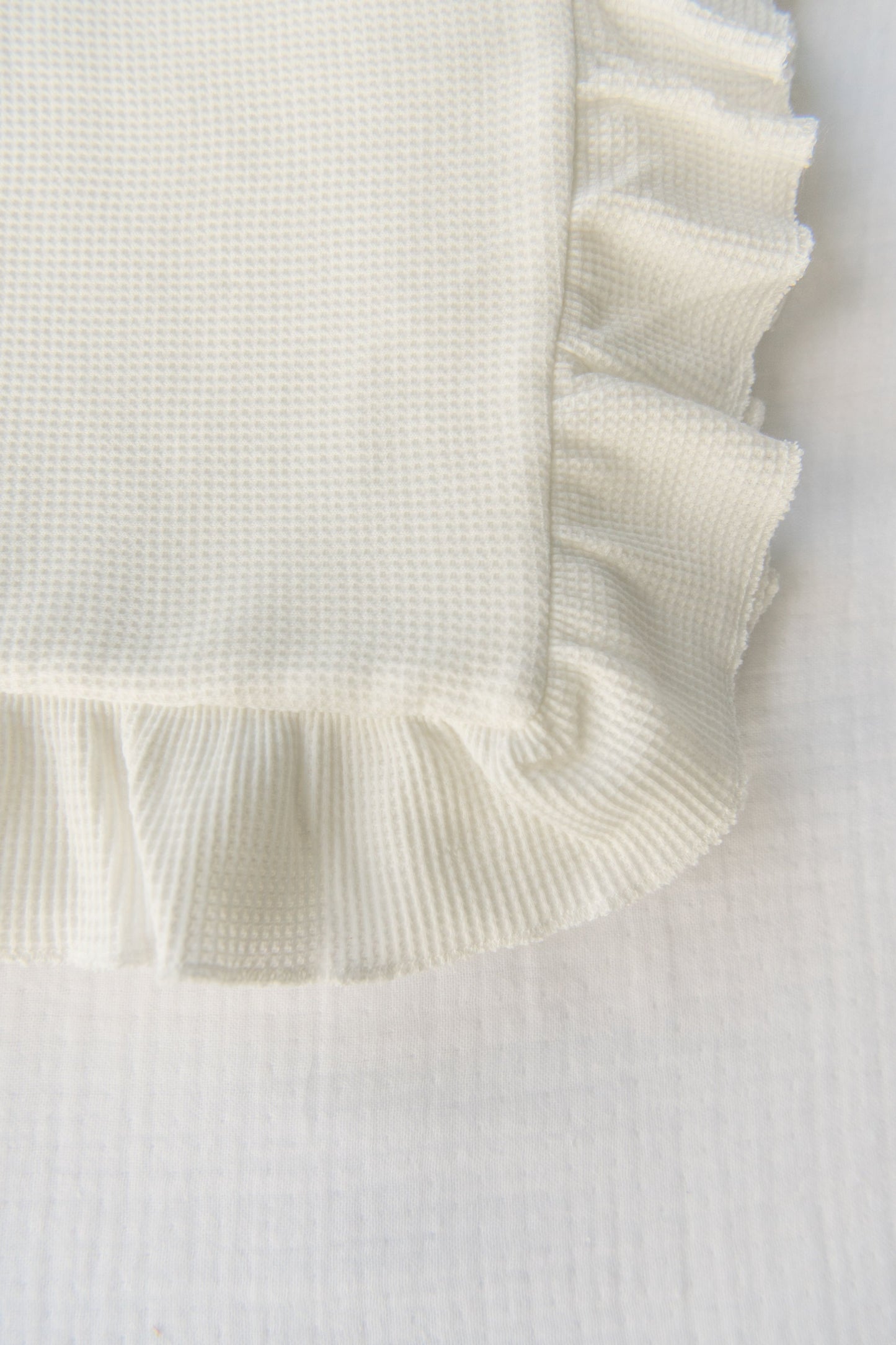 Embroidered Knitted Ruffled Blanket