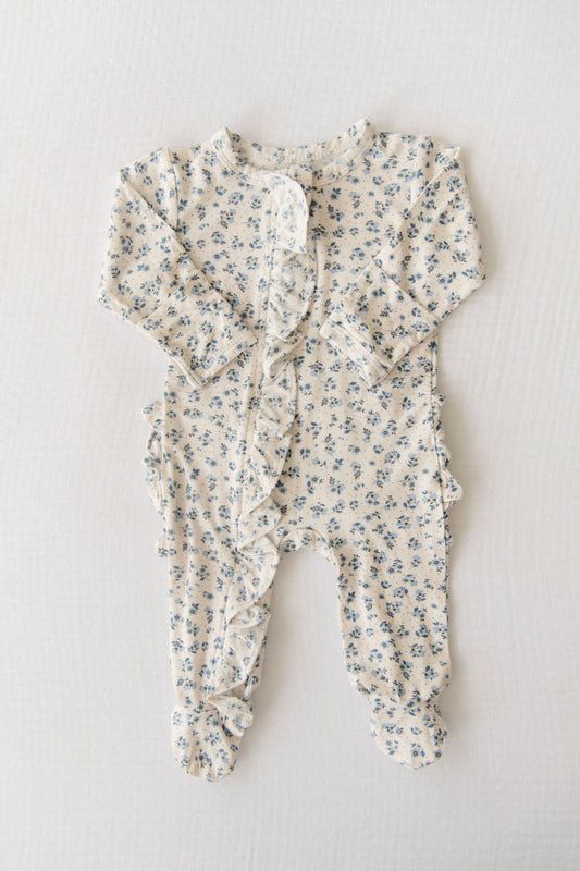 Blooming Blues Ruffled Footie