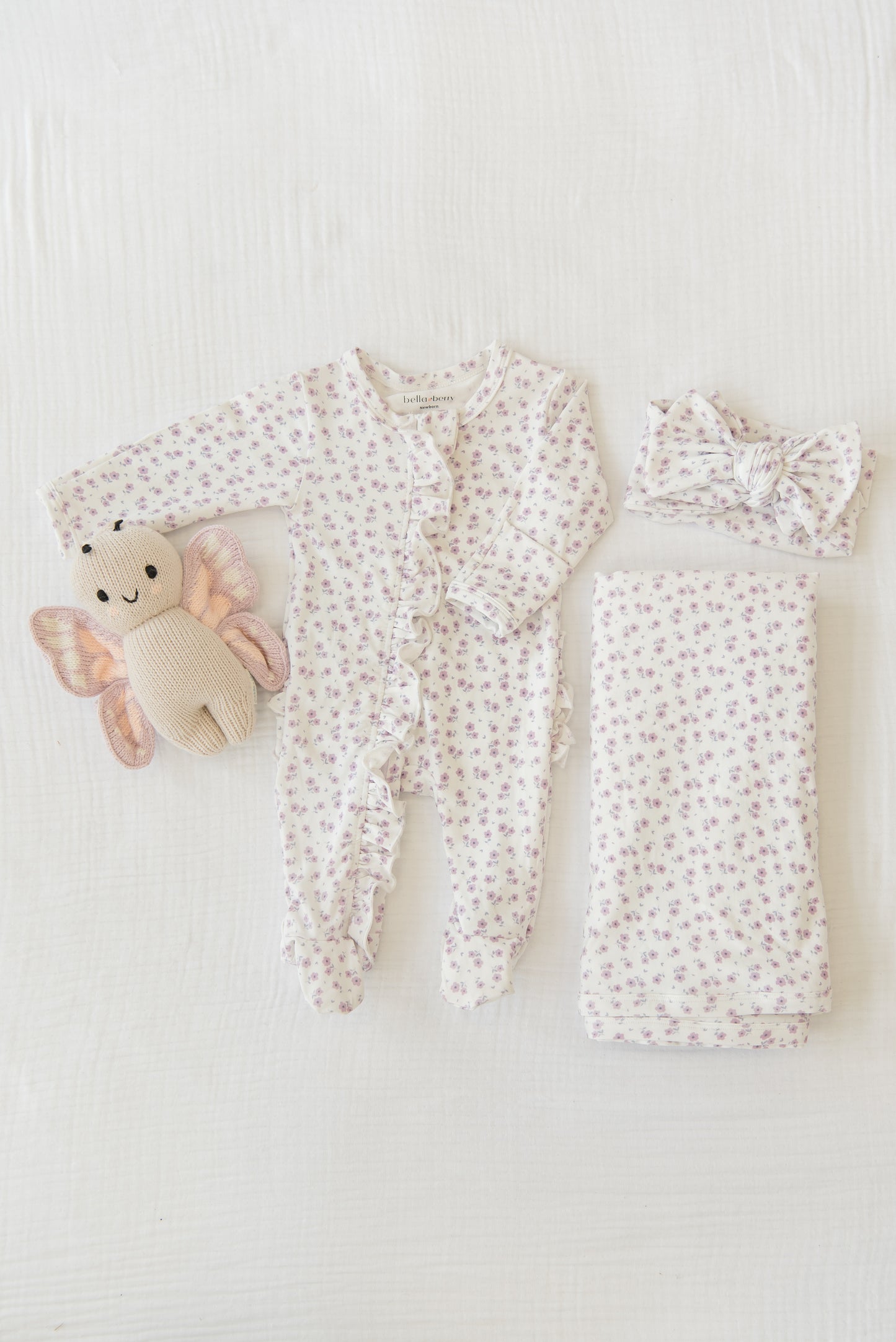 Lavender Bloom Ruffled Footie