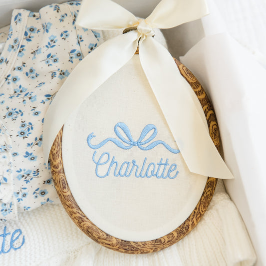Embroidered Linen Name Plate