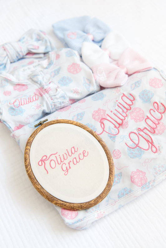 Embroidered Linen Name Plate