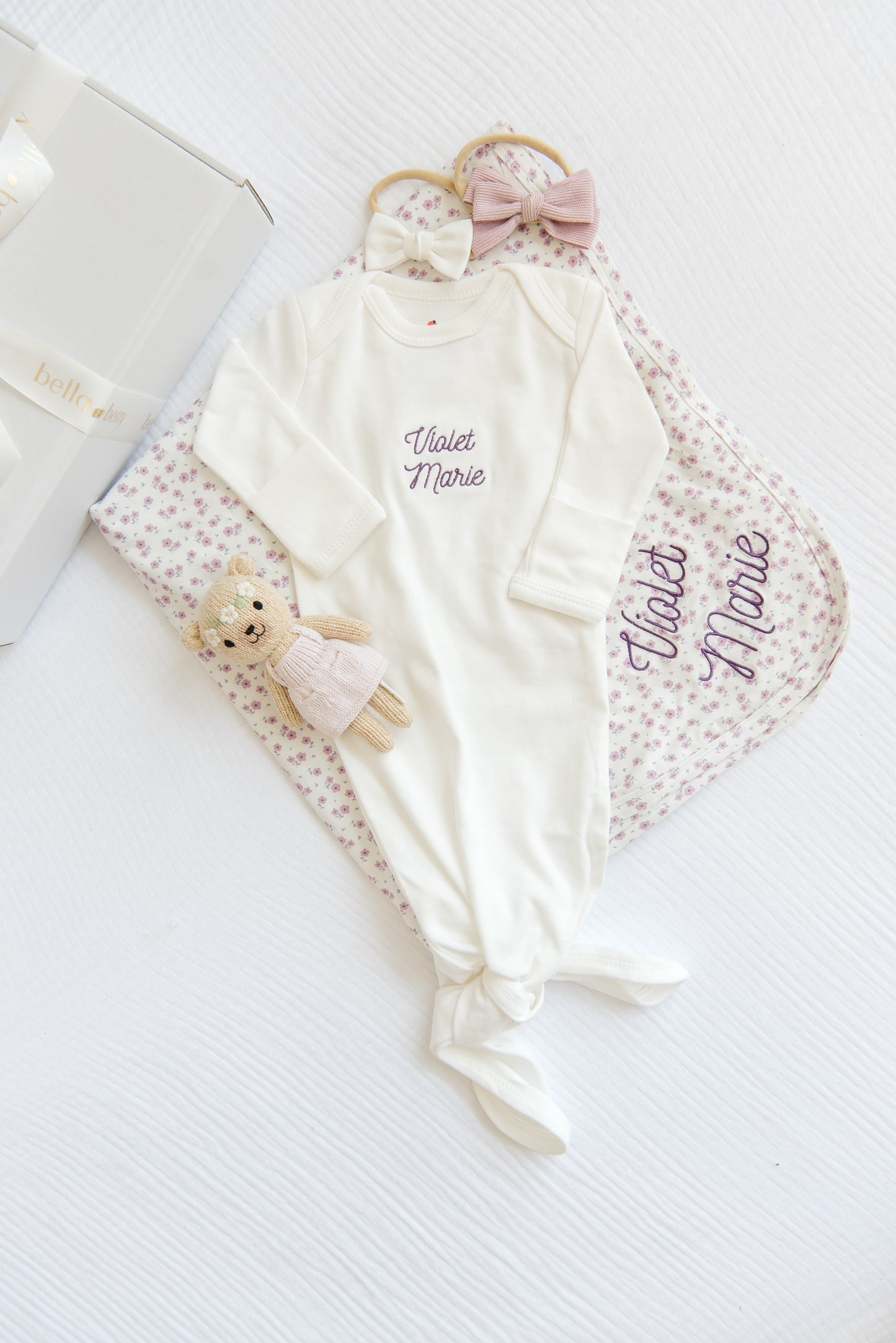 Personalized Lavender Bloom Knotted Gown Gift Set