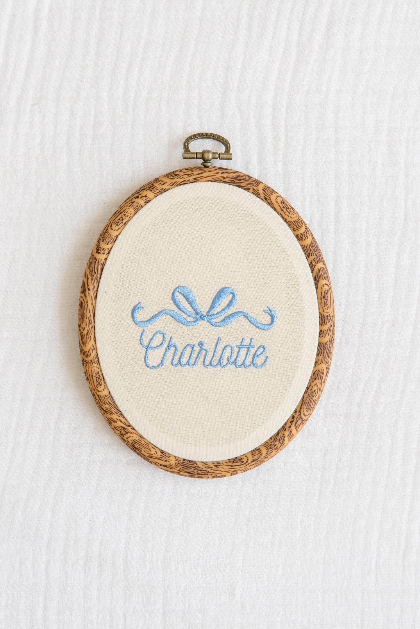 Embroidered Linen Name Plate
