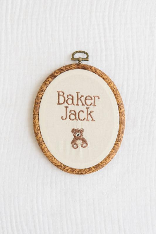 Embroidered Linen Name Plate