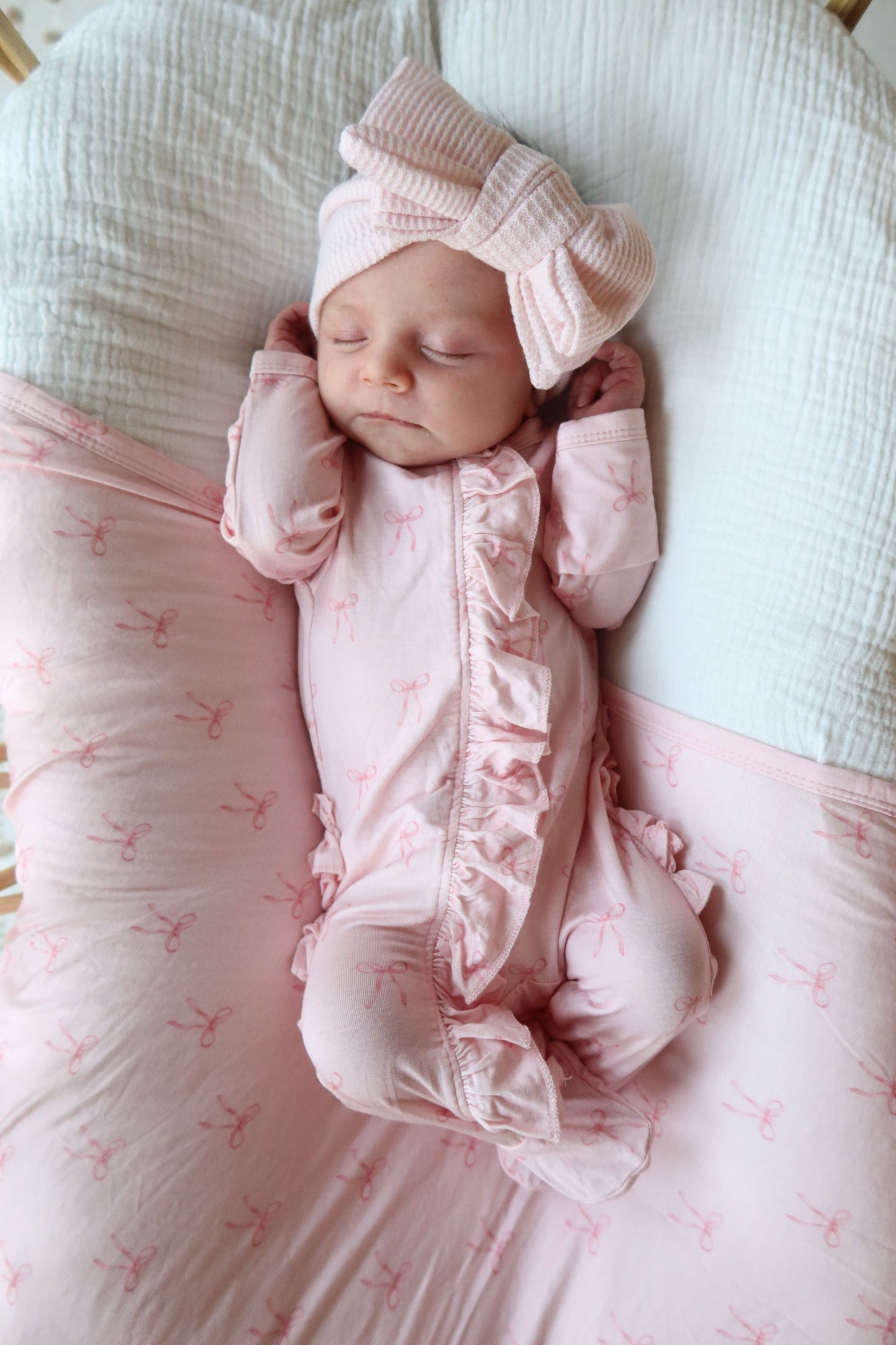 Blush & Bows Ruffled Footie
