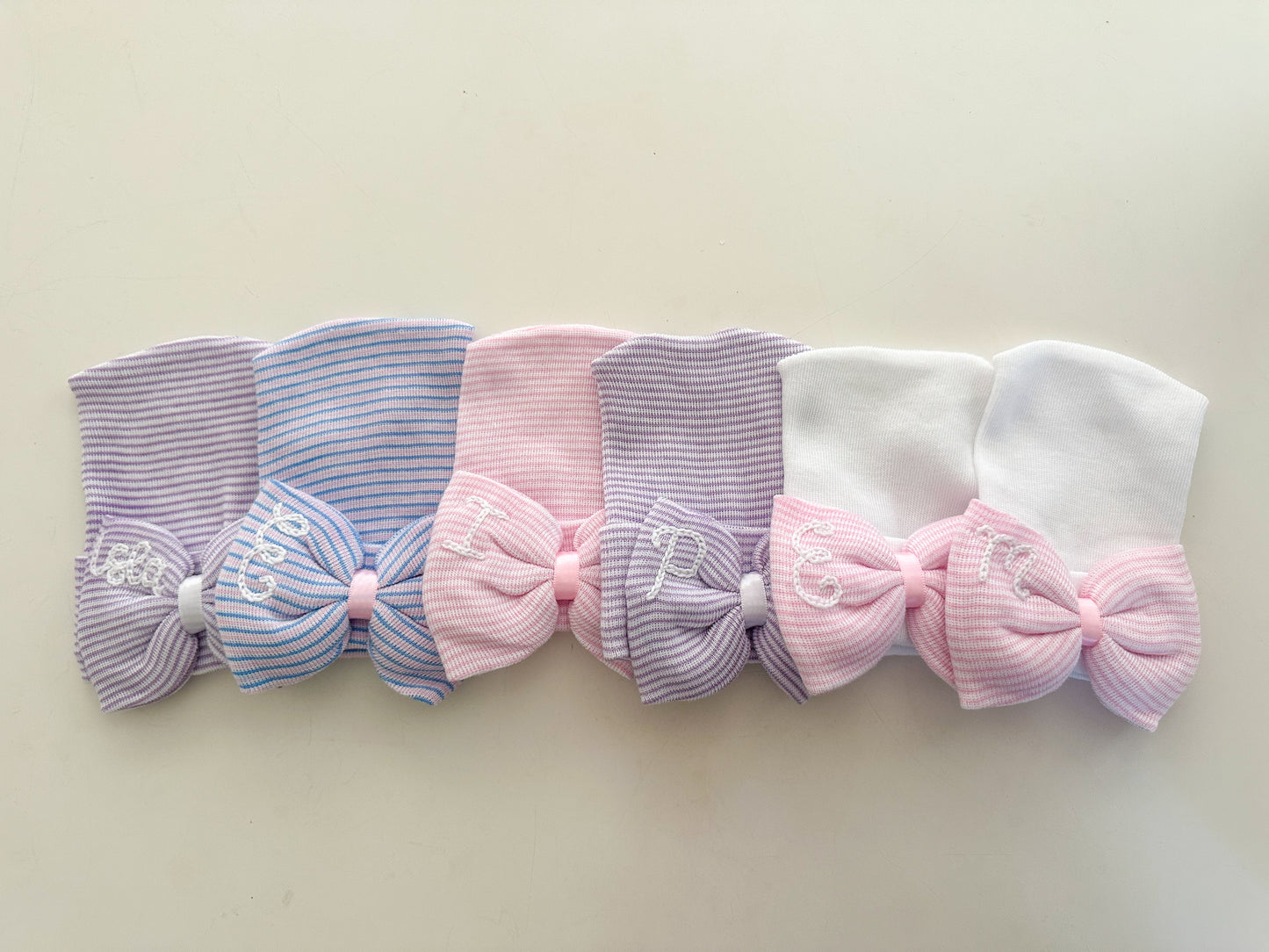Hand Stitched Newborn Bow Hat