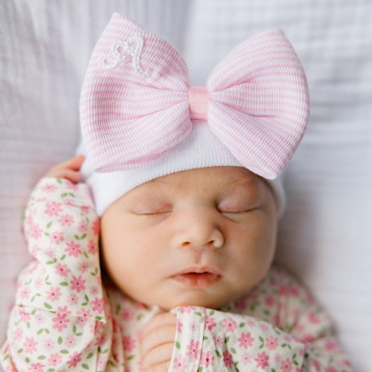 Hand Stitched Newborn Bow Hat