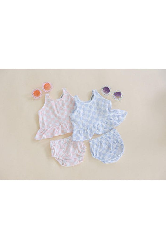 Organic Cotton Checkered Baby Girl Set - BellaBerryDesigns