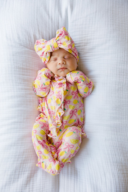 Pink Lemonade Ruffled Footie