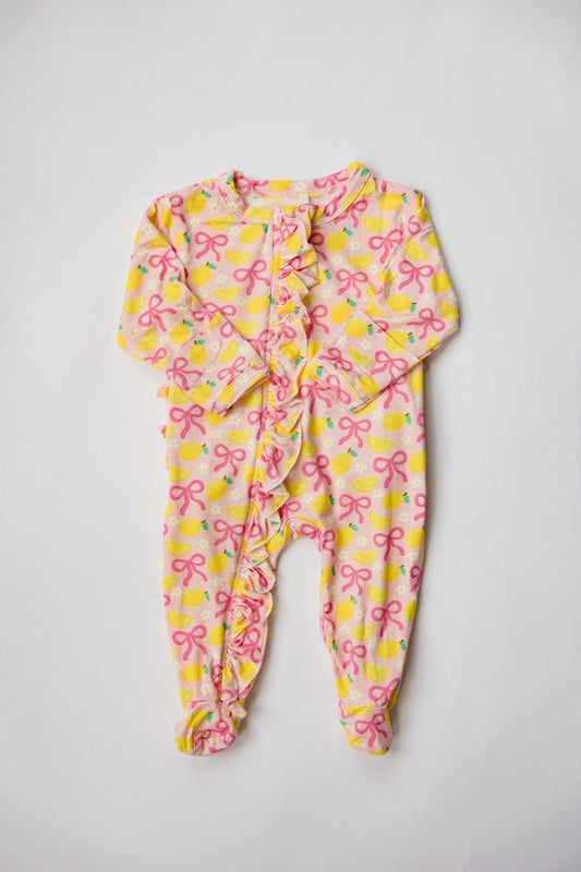 Pink Lemonade Ruffled Footie