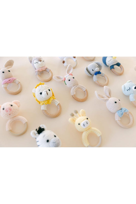 Crochet Baby Rattle With Grip Ring - BellaBerryDesigns