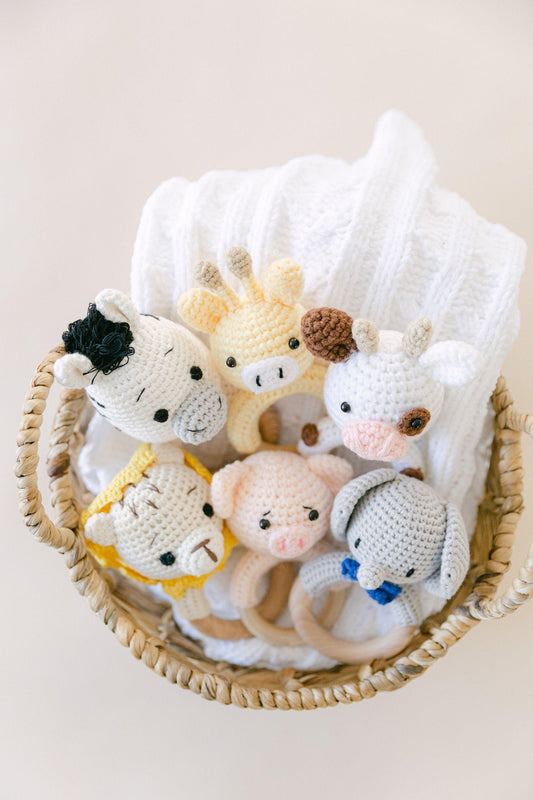 Crochet Baby Rattle With Grip Ring - BellaBerryDesigns
