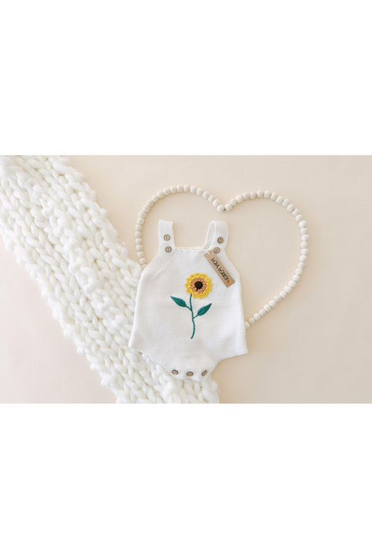 Sunflower Knitted Romper - BellaBerryDesigns