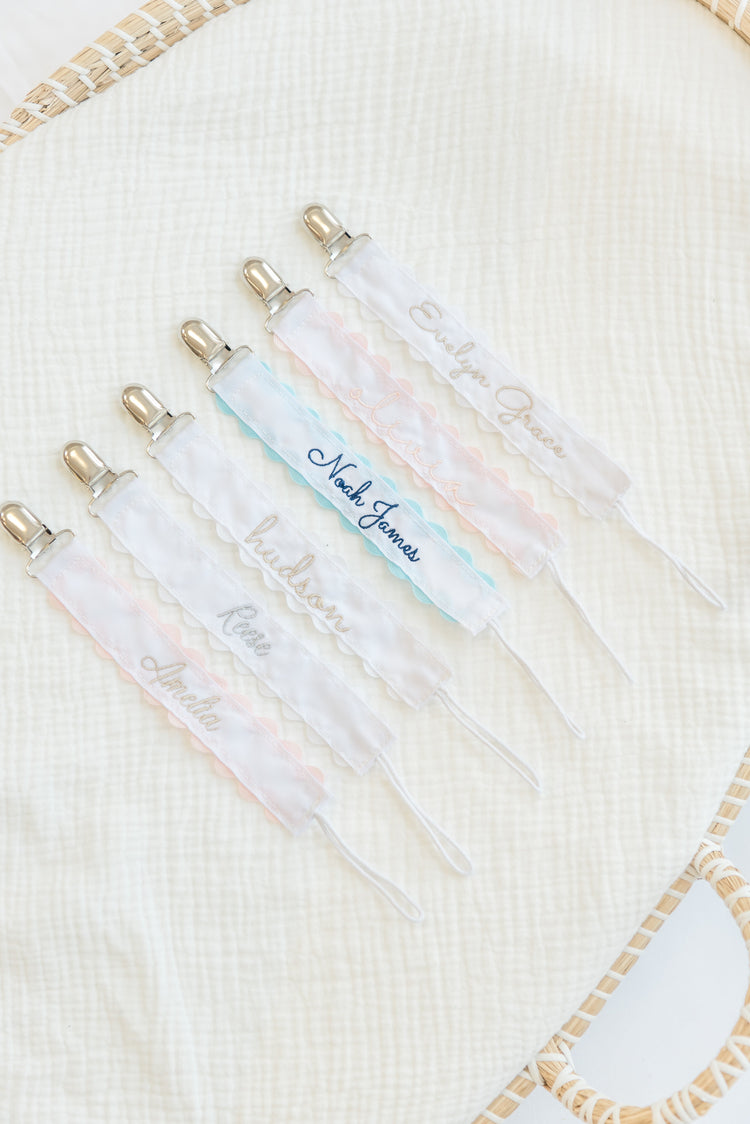 Personalized Embroidered Pacifier Clips