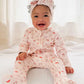 Merry & Pink Organic Waffle Knit Footie With Bow