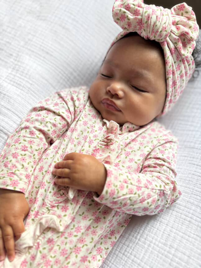 Pink Blossom Ruffled Footie