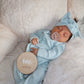 Personalized Organic Waffle Knit Ruffled Footie With Bow