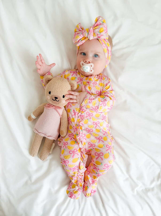 Pink Lemonade Ruffled Footie