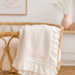 Embroidered Knitted Ruffled Blanket