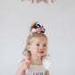 Custom Patriotic White Ruffle Romper with Bow