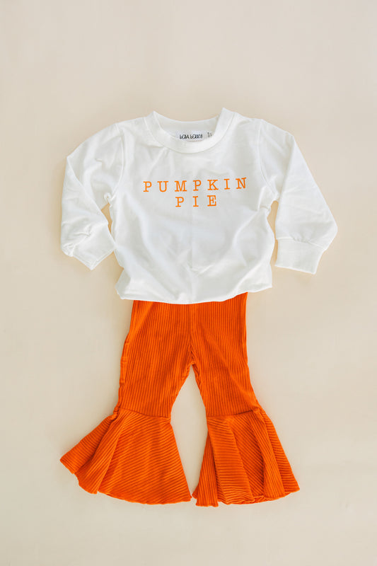 Pumpkin Pie Fall Outfit | Long Sleeve Crewneck & Bell Bottom Set