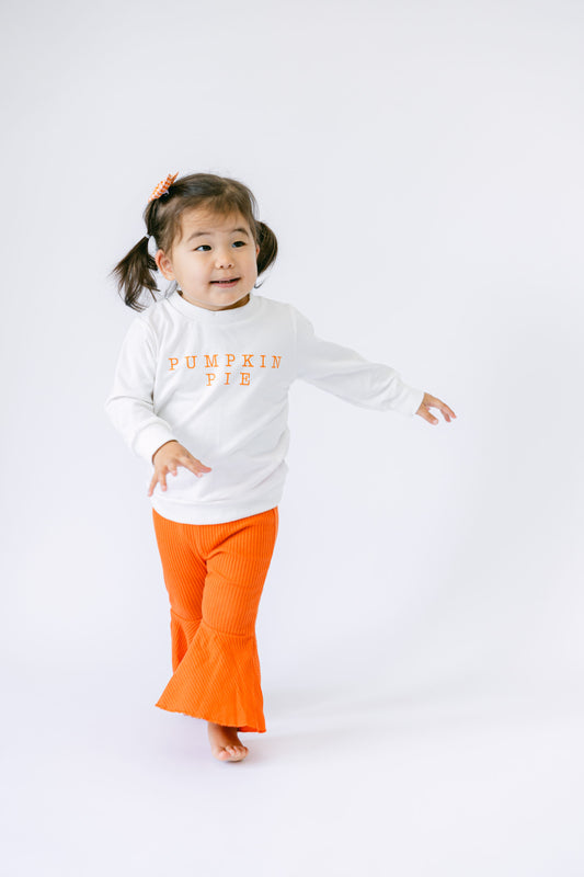 Pumpkin Pie Fall Outfit | Long Sleeve Crewneck & Bell Bottom Set