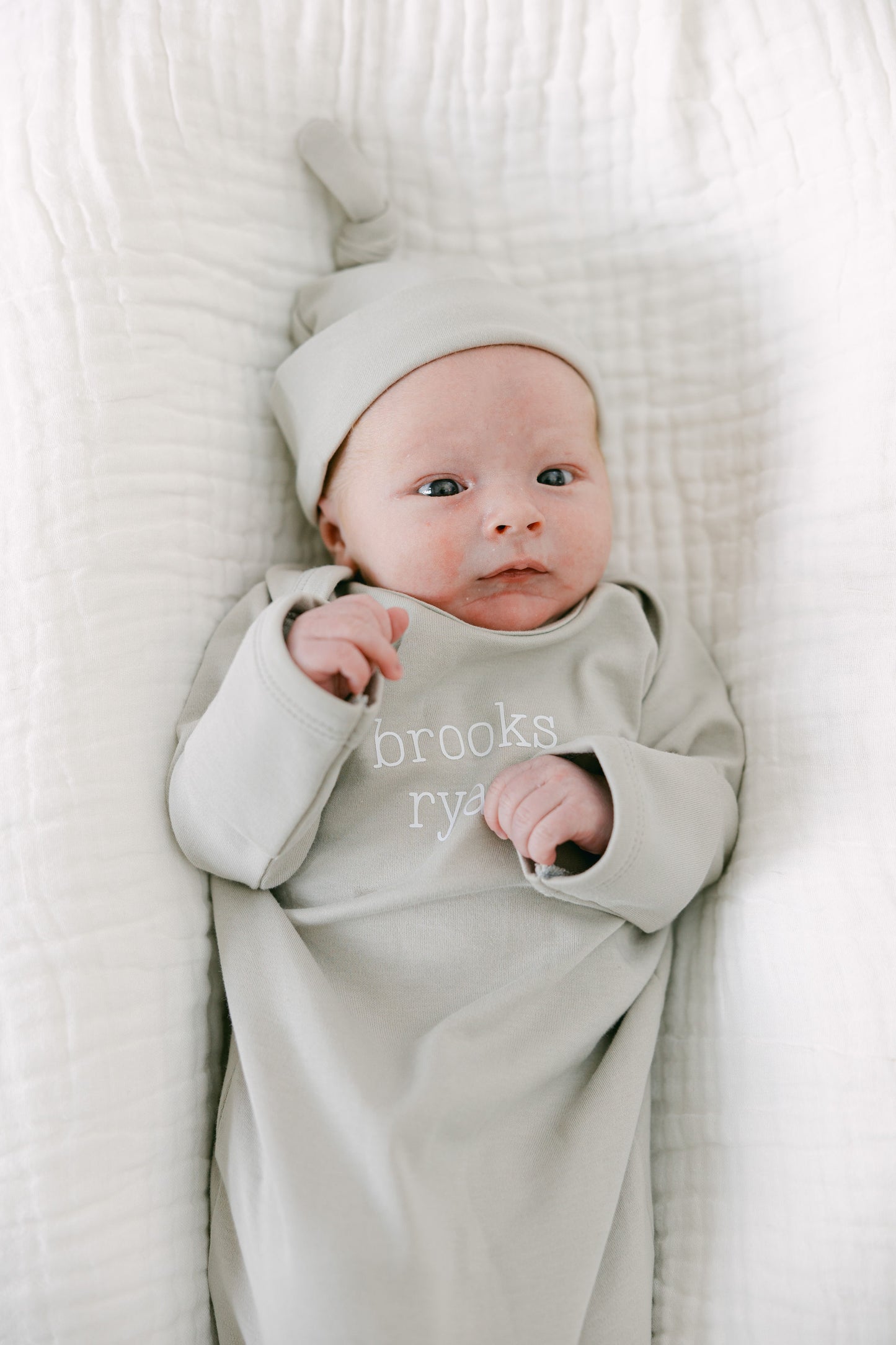 Personalized Organic Cotton Knotted Gown with Hat