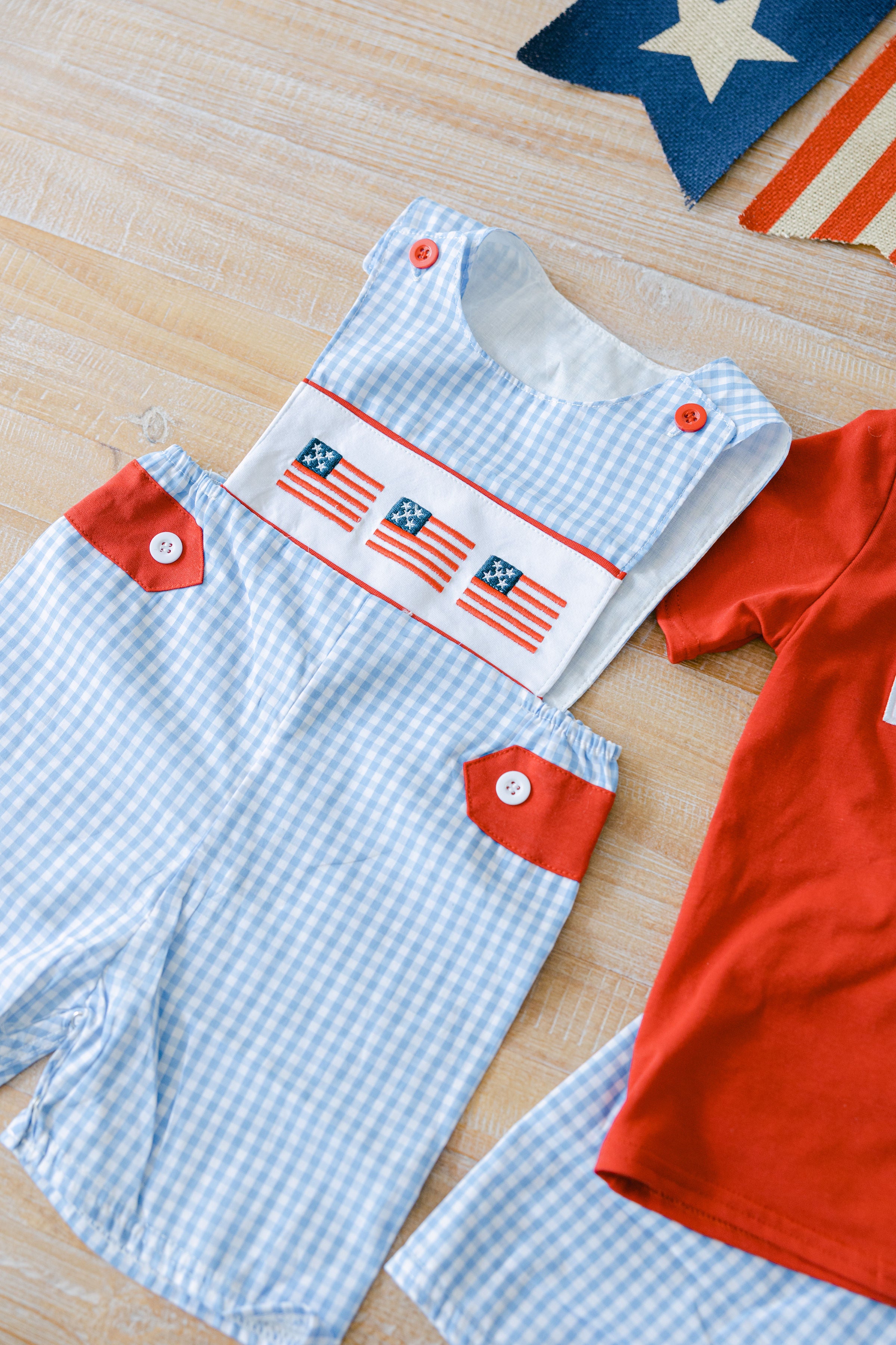 American Flag Boys' Gingham Outfit