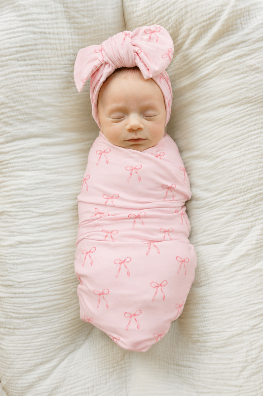 Blush & Bows Swaddle | Blanket